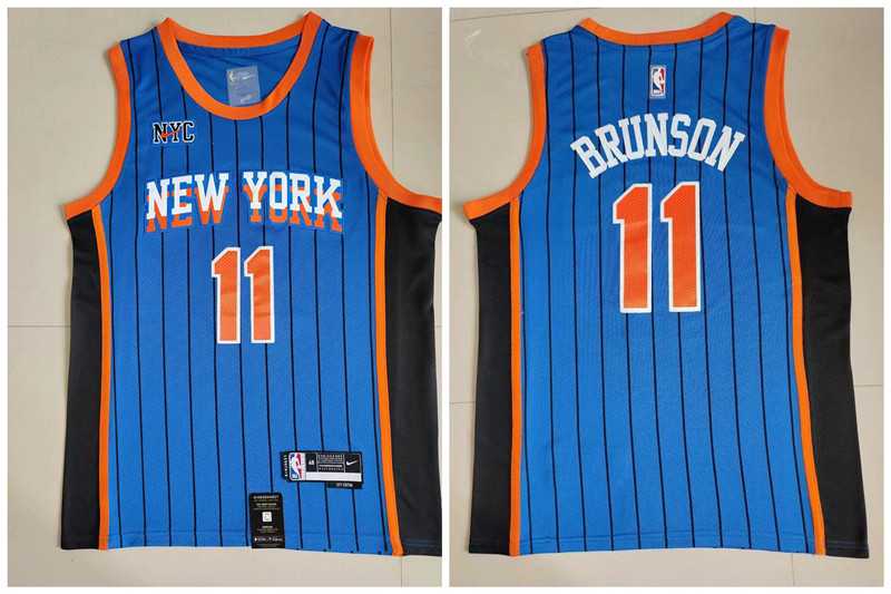 Knicks 11 Jalen Brunson Blue Nike 2023-24 City Edition Swingman Jersey->new york knicks->NBA Jersey